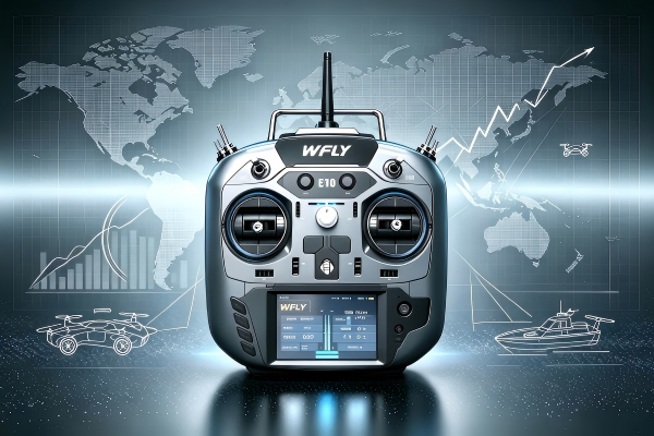 High‑end RC radio remote premium product display, 2026 global RC hobby industry trend illustration